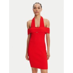 Just Cavalli Плетена рокля 78PAOM19 Червен Slim Fit