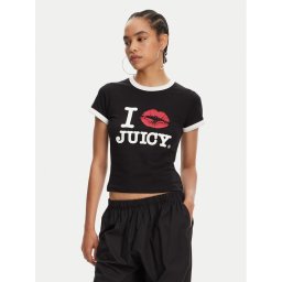 Juicy Couture Тишърт I Kiss JCWCT125318 Черен Slim Fit