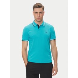 BOSS Тениска с яка и копчета Paul 50506193 Електриков Slim Fit