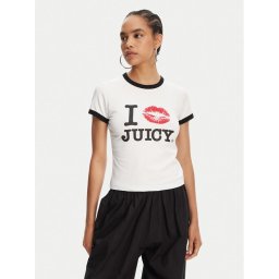 Juicy Couture Тишърт I Kiss JCWCT125318 Бял Slim Fit