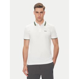 BOSS Тениска с яка и копчета Paddy Ap Heritage 50538101 Бял Regular Fit