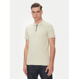 BOSS Тениска с яка и копчета Passerzip 50537507 Бежов Slim Fit