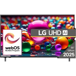 Телевизор LG 55UA75003LA, 55" 4K UltraHD TV 4K (3840x2160), DVB-T2/C/S2, webOS 25 Smart, ThinQ AI, Alpha 7 AI Processor, WiFi, H