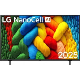 Телевизор LG 55NANO80A3B, 55" 4K HDR Smart Nano Cell TV, 3840x2160, DVB-T2/C/S2, AI Alpha 7, HDR 10 PRO, webOS 25, ThinQ AI, VRR