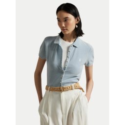 Polo Ralph Lauren Тениска с яка и копчета 211965095003 Светлосиньо Slim Fit