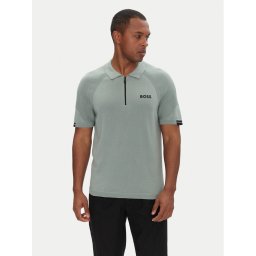 BOSS Тениска с яка и копчета K_Perform-Max_Pl 50537146 Зелен Slim Fit