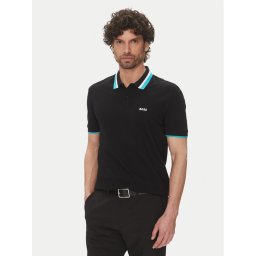 BOSS Тениска с яка и копчета Paddy Ap Heritage 50538101 Черен Regular Fit