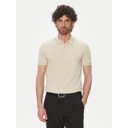 BOSS Тениска с яка и копчета Paule 4 50506195 Бежов Slim Fit