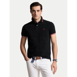 Polo Ralph Lauren Тениска с яка и копчета Ssl 710842621001 Черен Slim Fit
