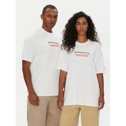 Hunter Тишърт Abele UNISEX HARU0007251 Бял Regular Fit