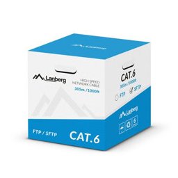 Кабел Lanberg LCS6-11CU-0305-S, SF/UTP, Cat.6, 305m, сив