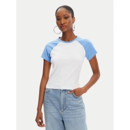 Juicy Couture Тишърт Contrast JCWCT125307 Бял Slim Fit