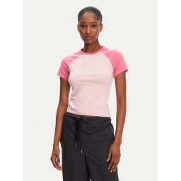 Juicy Couture Тишърт Contrast JCWCT125307 Розов Slim Fit