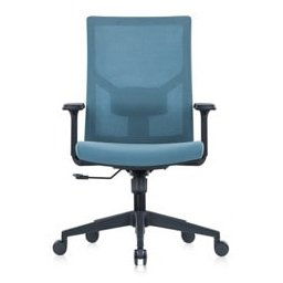 Работен стол RFG Snow Black W, дамаска/меш, пластмасова база, Multi-function механизъм, коригиране на височината, светлосин