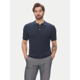 Pierre Cardin Тениска с яка и копчета C5 51314.5094 Тъмносин Slim Fit