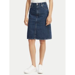 Tommy Hilfiger Дънкова пола WW0WW45666 Тъмносин Straight Fit