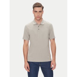 Calvin Klein Тениска с яка и копчета LV04LB220G Бежов Regular Fit