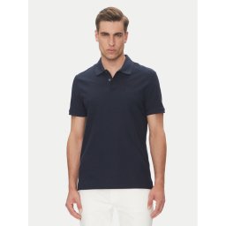 Calvin Klein Тениска с яка и копчета LV04LC239G Тъмносин Regular Fit