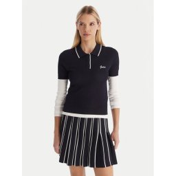 Guess Тениска с яка и копчета V5GP00Z3D60 Тъмносин Slim Fit