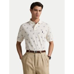 Polo Ralph Lauren Тениска с яка и копчета 710974597001 Екрю Custom Slim Fit