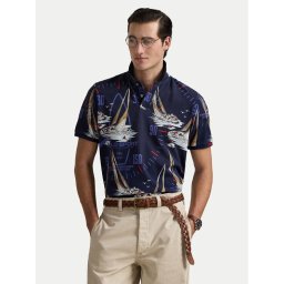 Polo Ralph Lauren Тениска с яка и копчета 710971785001 Тъмносин Classic Fit