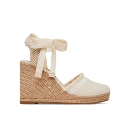 Tommy Hilfiger Еспадрили Fringe Canvas High Wedge FW0FW08878 Екрю