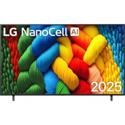 Телевизор LG 75NANO80A3B, 75" 4K HDR Smart Nano Cell TV, 3840x2160, DVB-T2/C/S2, AI Alpha 7, HDR 10 PRO, webOS 25, ThinQ AI, VRR