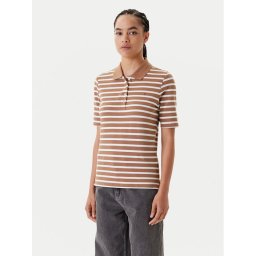 Tommy Hilfiger Тениска с яка и копчета 1895 WW0WW43224 Кафяв Regular Fit