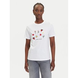 Pieces Тишърт Funly 17160308 Бял Regular Fit