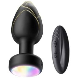 Вибиращ силиконов Butt Plug с LED светлини "LVP LED BLACK" 9 см