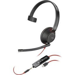 HP Poly Blackwire 5210 Monaural USB-C Headset +3.5mm Plug +USB-C/A Adapter