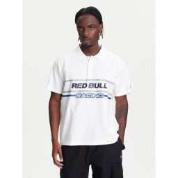 Pepe Jeans Тениска с яка и копчета Red Bull Racing Moto Panel RM540017 Бял Regular Fit