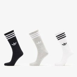 adidas 3S High Crew Socks 3-Pack White/ Medium Grey Heather/ Black XL