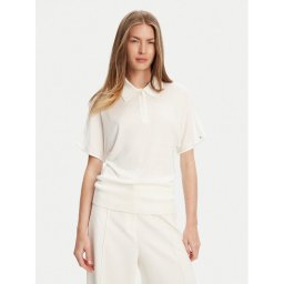 Tommy Hilfiger Тениска с яка и копчета WW0WW45652 Екрю Regular Fit