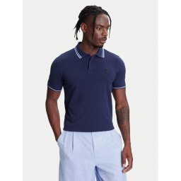 United Colors Of Benetton Тениска с яка и копчета 3F9HU302E Тъмносин Regular Fit