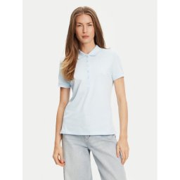 United Colors Of Benetton Тениска с яка и копчета 3TQJD300W Светлосиньо Slim Fit