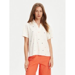 United Colors Of Benetton Тениска с яка и копчета 36QJD300X Бежов Regular Fit