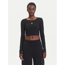 adidas Блуза Essentials Ribbed IW5725 Черен Slim Fit