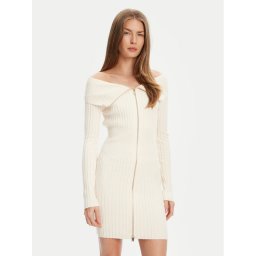 Guess Плетена рокля W5YK28 Z30I2 Екрю Slim Fit