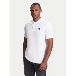 KARL LAGERFELD Тениска с яка и копчета 745022 553231 Бял Regular Fit