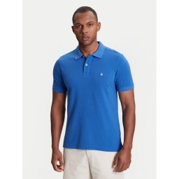United Colors Of Benetton Тениска с яка и копчета 3089J3179 Син Regular Fit