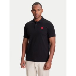 KARL LAGERFELD Тениска с яка и копчета 745022 553231 Черен Regular Fit