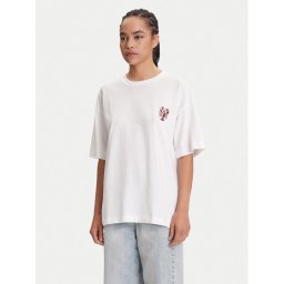 Pieces Тишърт Tobster 17160811 Бял Oversize