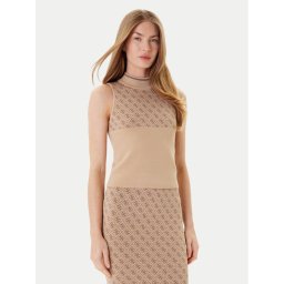 Guess Пуловер W3YR26 Z37K0 Бежов Slim Fit