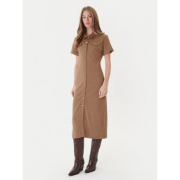 Tommy Hilfiger Рокля тип риза Gold Button WW0WW44617 Кафяв Regular Fit