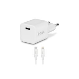 Адаптер 220V ttec SmartCharger 20W PD Travel Fast Charger + USB-C - Lightning Cable 150cm - Бял