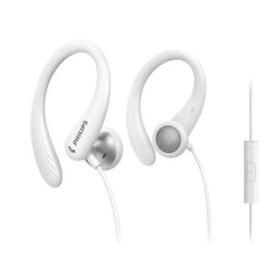 PHILIPS Спортни слушалки за поставяне в ушите с микрофон бели 15 мм мембрани отворен гръб (TAA1105WT/00)