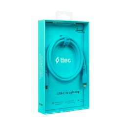 Data кабел ttec USB-C - Lightning Charge Cable 120cm - Neon Blue