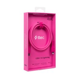 Data кабел ttec USB-C - Lightning Charge/Data Cable 120cm - Neon Pink
