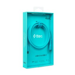 Data кабел ttec USB-C - USB-C 60W PD/QC Fast Charging/Data Cable - 120cm - Neon Blue